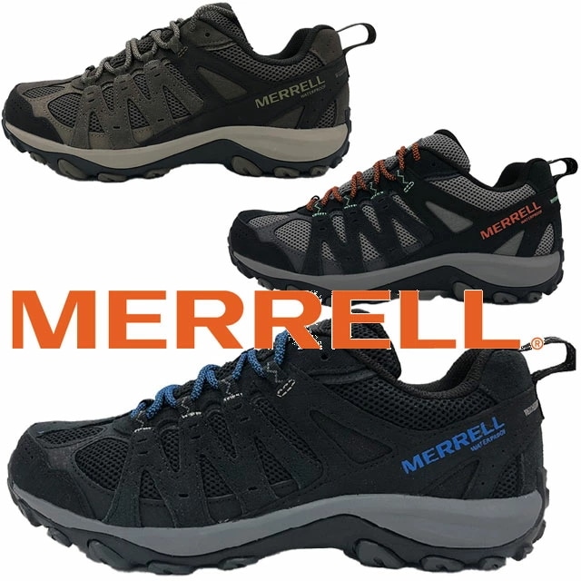 メレル ハイキングシューズ メンズ アクセンター 3 WP ローカット 防水 靴 トレイルランニングシューズ アウトドア カジュアルシューズ J135471 ブラック 黒 J135475 ボウルダー