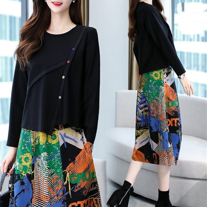 セットアップ レディース スカート 秋 ロング 長袖 トップス 縞 2点セットおしゃれ 着痩せ 上品