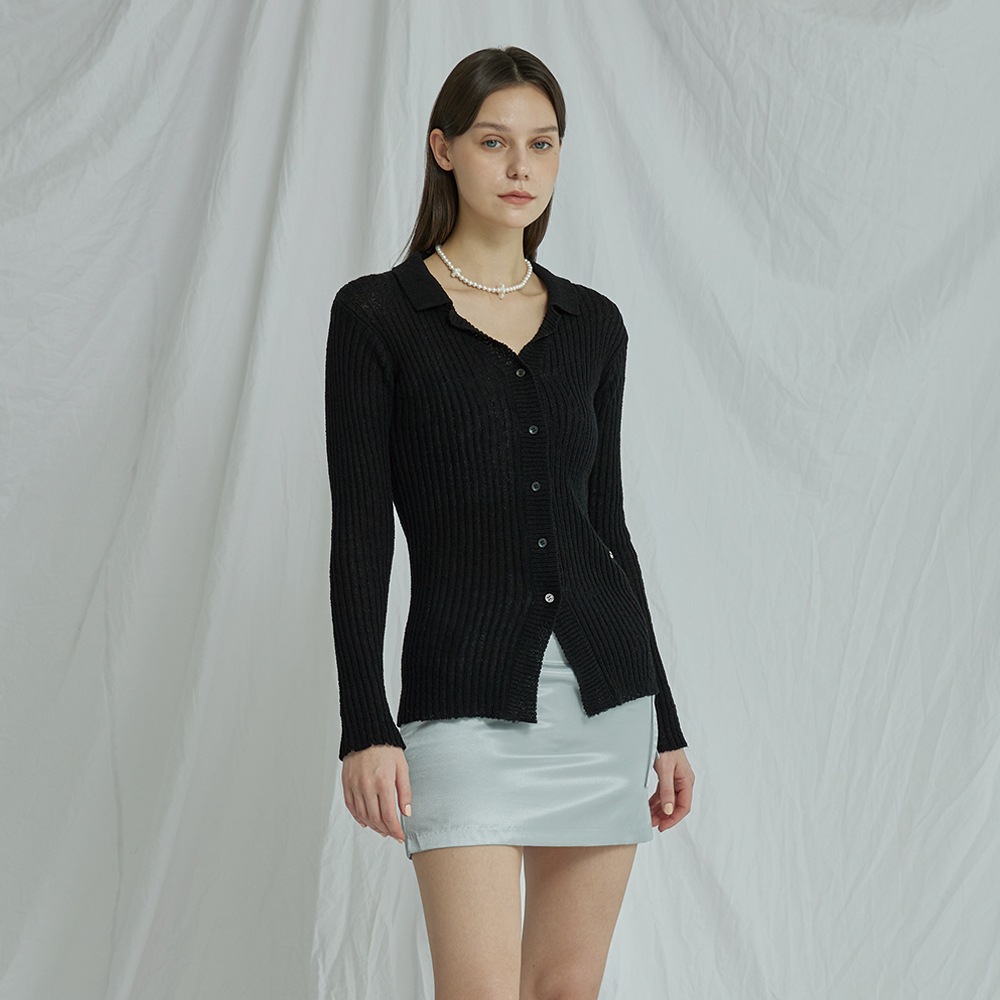 KNIT CARDIGAN(BLACK, PURPLE)