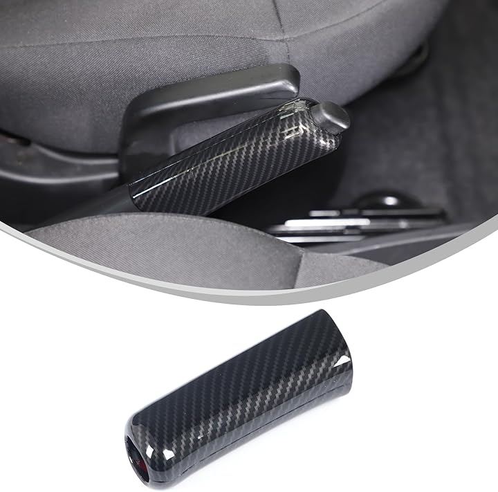 互換品 新型 フィアット500 専用 サイドブレーキカバー サイドブレーキブーツ パーキングブレーキカバー ABS製 貼付タイプ 取付簡単 内装パーツ カスタム (カーボン調)