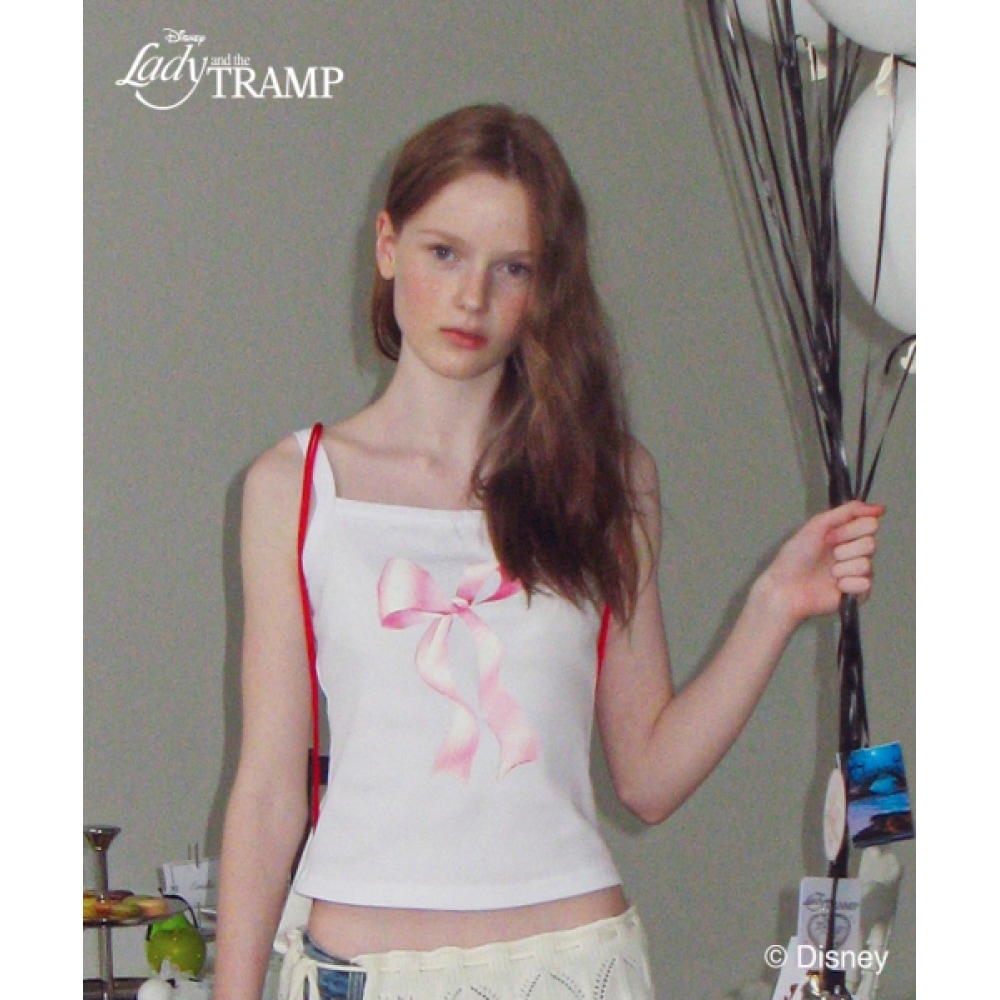 RONRON クレヨンリボンスリムノースリーブホワイト