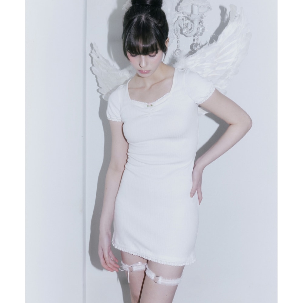 WHISFAIRY ロゼットリボンドレス（ホワイト）