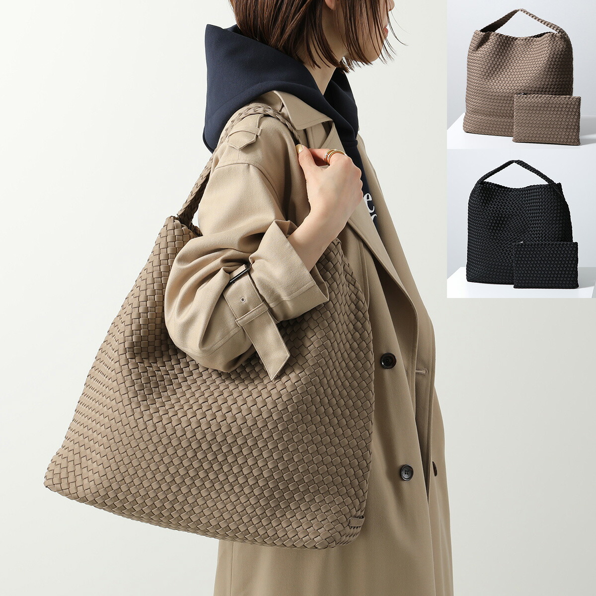 NAGHEDI ナゲディ トートバッグ Nomad Large Hobo SN04024LD レディース ネオプレン メッシュ ホーボーバッグ 編み込み ポーチ付き 鞄 カラー2色 44,708円