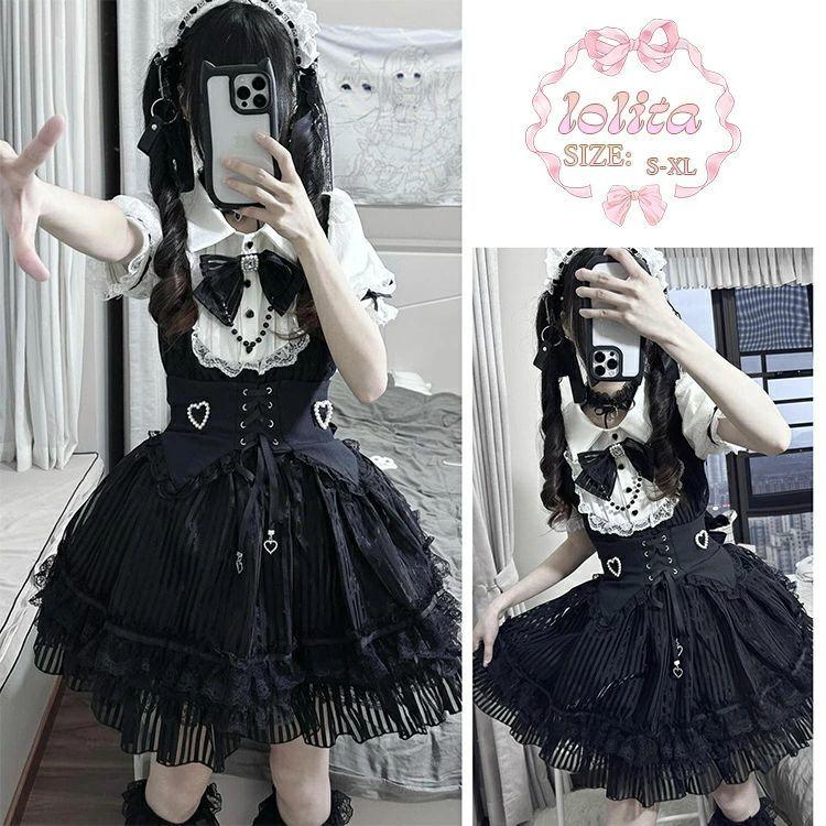 高品質なハロウィン商品 ロリータ キッズ ドレス 子供服 黒白 ワンピース 女の子 ガーリー ロリータ風 レース シースルー袖 リボン ハロウィン 文化祭 イベント おしゃれ 可愛い 華やか 3日以内