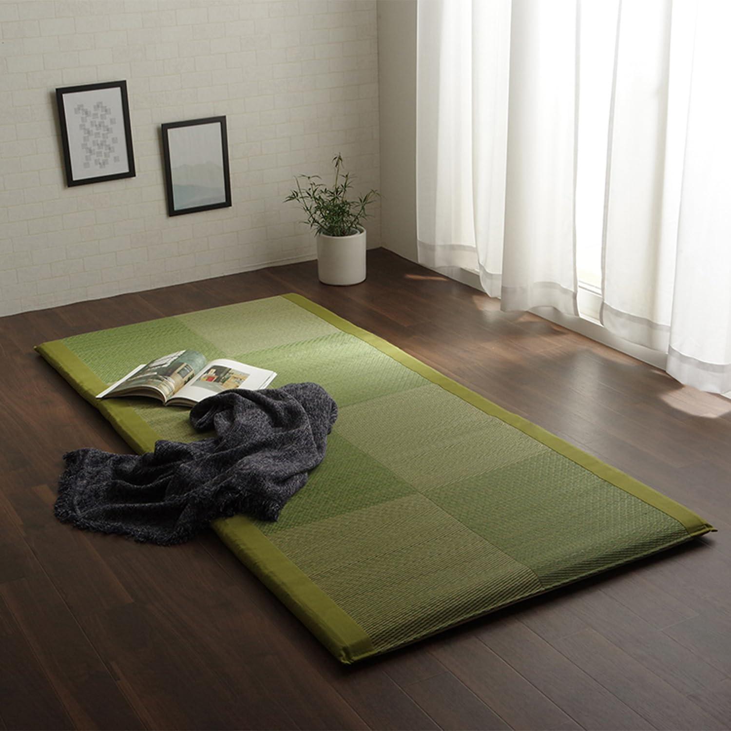 イケヒコ・コーポレーション い草 シーツ 敷パッド ノアらくらく シングル グリーン 約90×200cm 日本製 中材:固綿40 #7557909