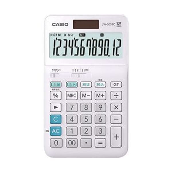 （まとめ）カシオ W税率電卓 12桁ジャストタイプ JW-200TC-N 1台(×5セット)