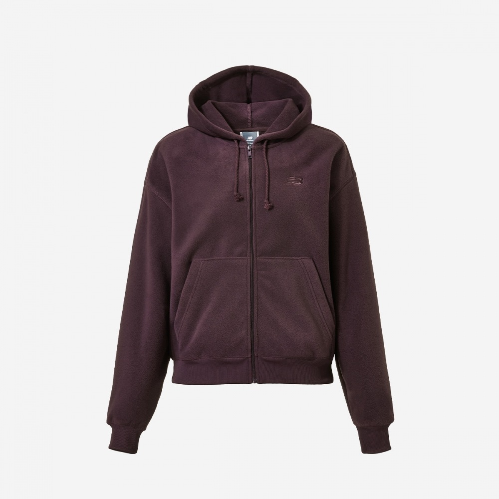 ニューバランス女性用ポーラーフリースパーカージップアップ (オーバーフィット) NBMDEBS012-(75) パープル