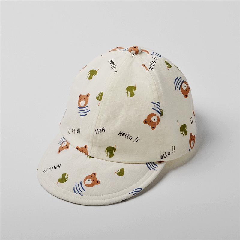 ベースボール キャップ ベビー 幼児 薄手 綿 柔らかいつば キャップ 春夏秋 男の子 かわいい クマ 日焼け防止 帽子 コットン レジャー ひさし レジャー ドーム つば広