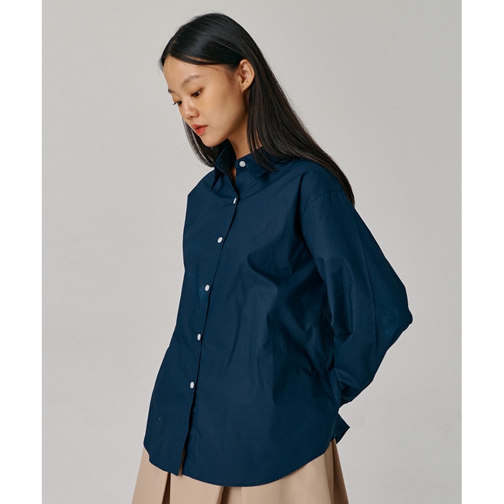 PAPERBOY 60数高密度ルーズフィットシャツ-ネイビー