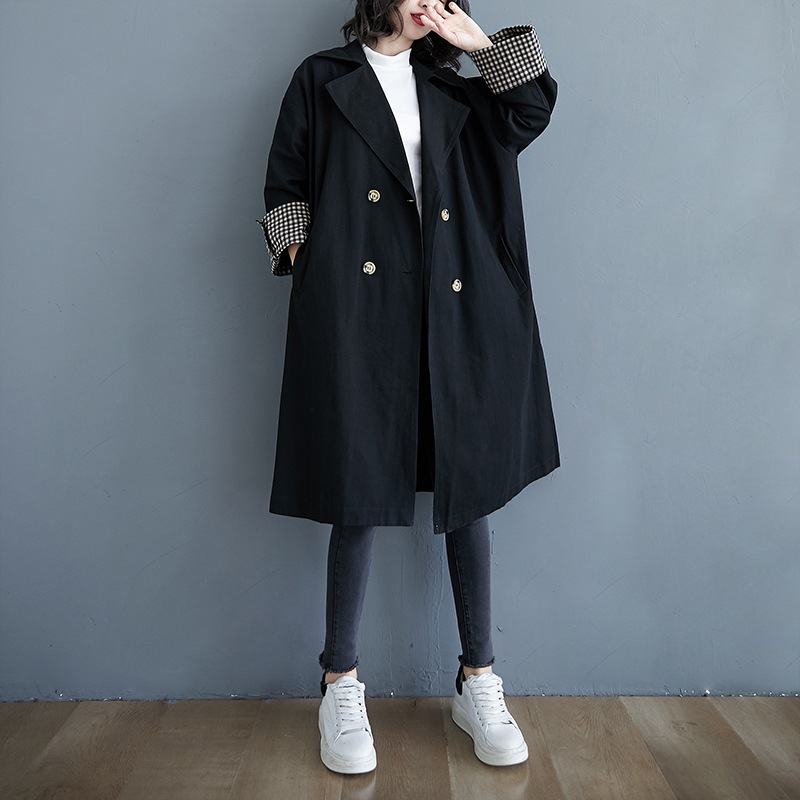 アウタートレンチコートレディース 冬 ゆったりとしたスタイリッシュな英国風コートブレザーネックミディアムパーカーコート 4,740円