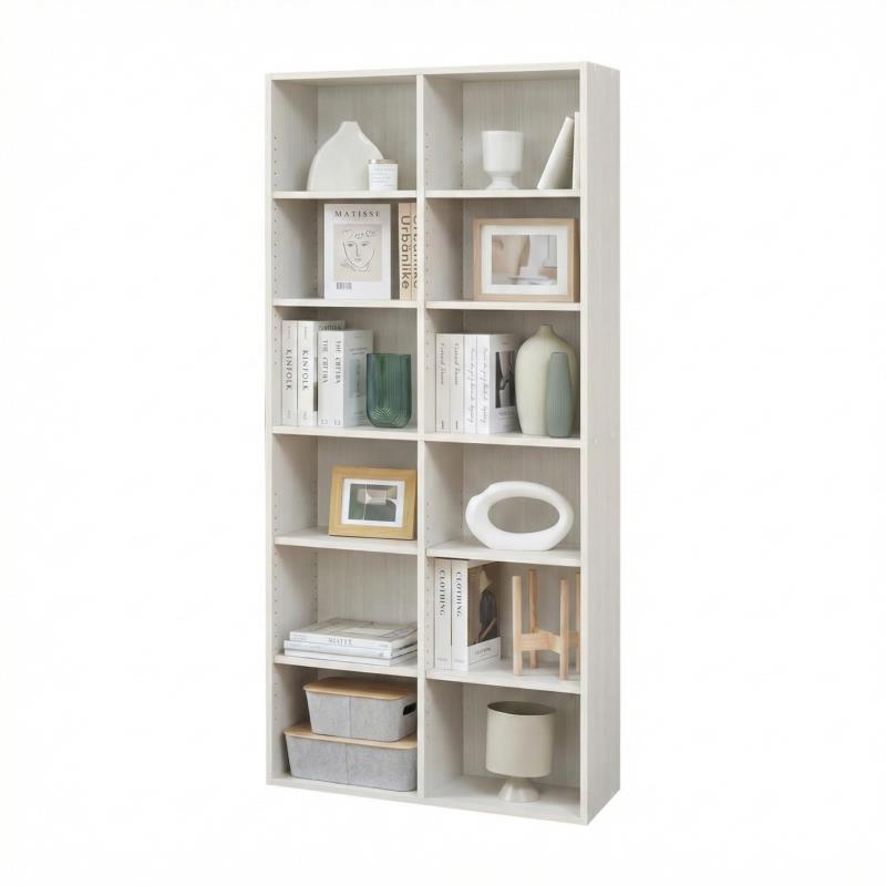 白井産業 フリーラック シェルフ 本棚 整理棚 同シリーズで組み合わせ自由自在 たっぷり収納 ワイドサイズ ホワイト 白木目 ベーシックデザイン 幅83.5×奥行29.2×高さ179.7cm FUL