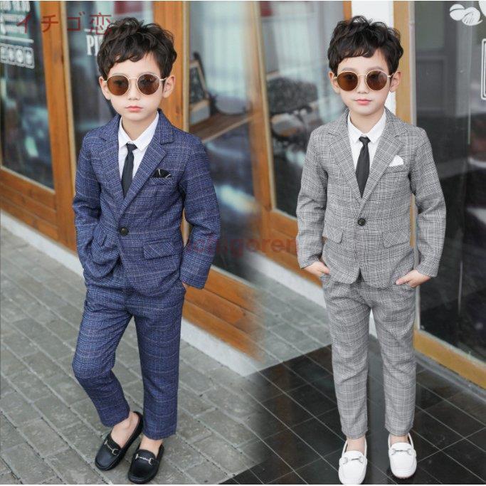 子供スーツ 子供服 フォーマル スーツ 男の子 上下セット ジャケット ワイシャツ パンツ ベスト ネクタイ 蝶ネクタイ アクセサリ付き 長袖 子供スーツ