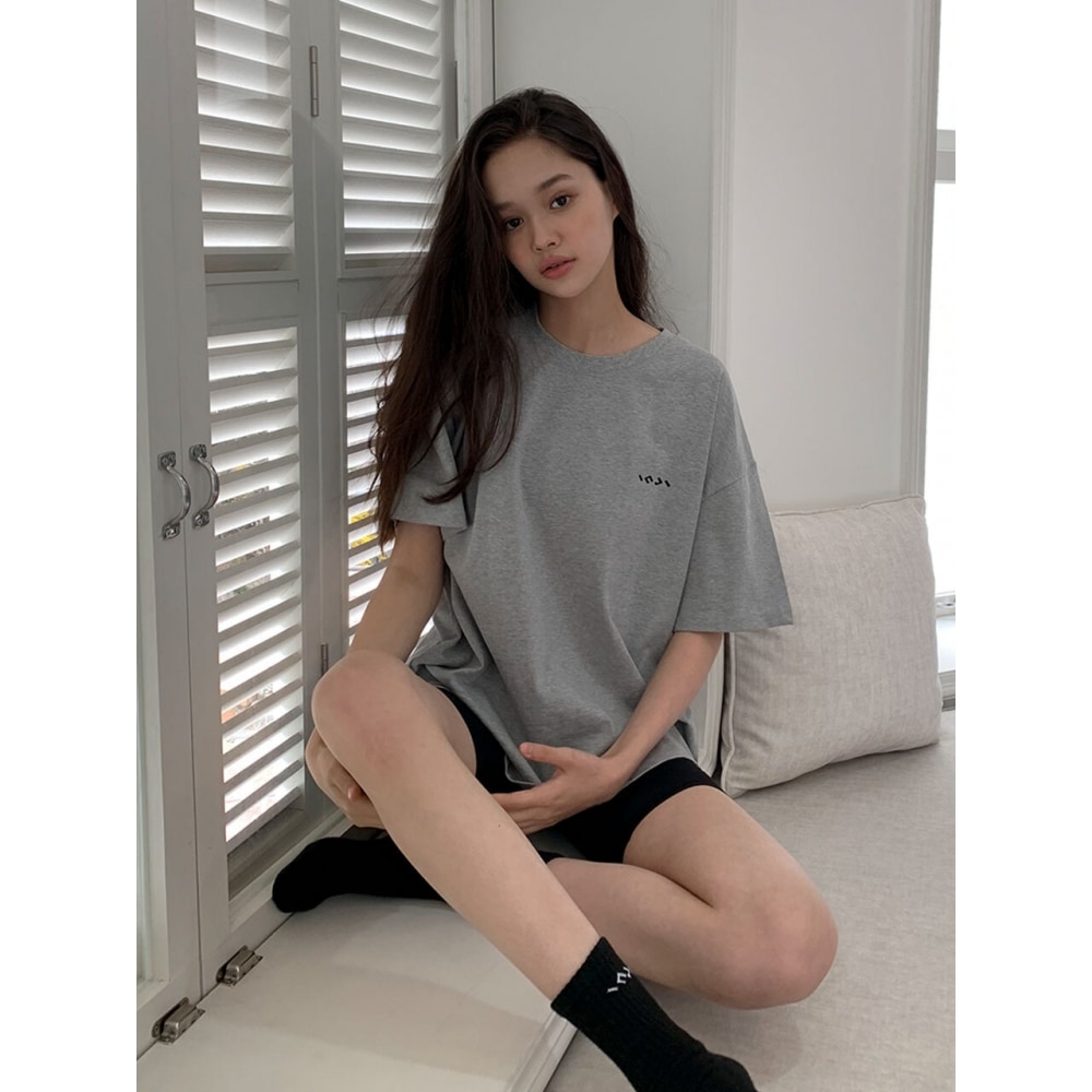 INJIACTIVE コットンオーバーサイズ T シャツグレー