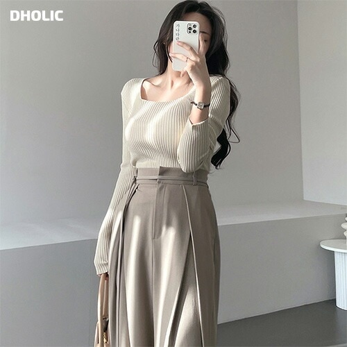 [メガ割りSALE]ベルト付ウエストタックワイドスラックス