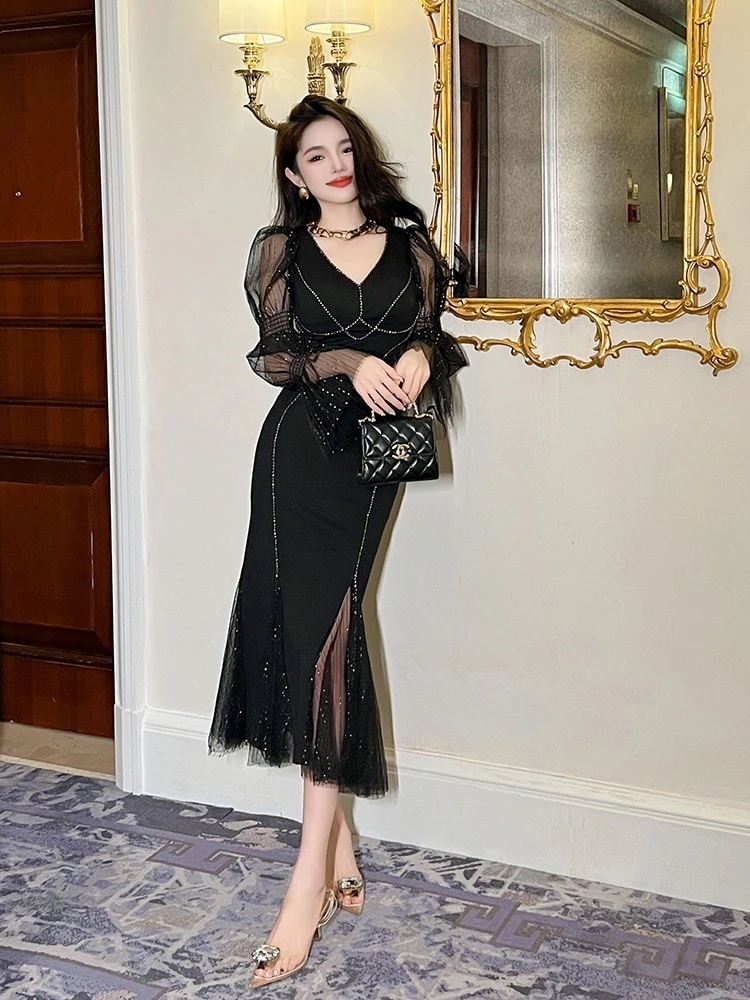 気質セクシー Vネック キャバドレス セクシー パーティー 着痩せ 大人 チャイナドレス 同窓会 披露宴 卒業式 結婚式 演奏会 ウェディング 成人式 正式 二次会 発表会韓国ファッション