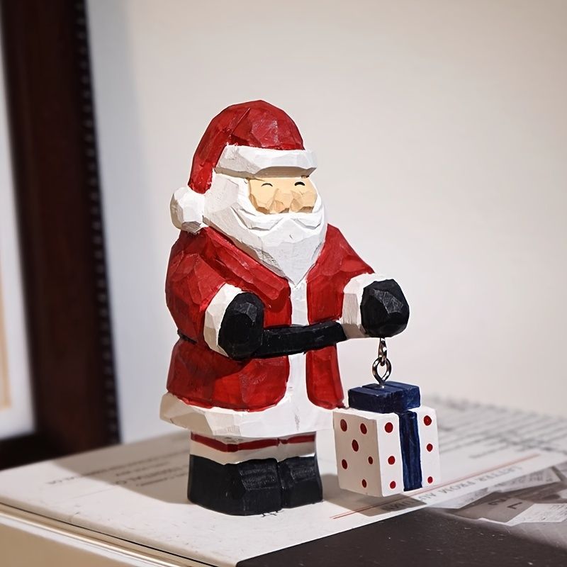 クリスマス オブジェ 置物 プレゼントを持っているサンタクロース サンタさん サンタ ガーデンオーナメント インテリア 可愛い インテリア雑貨 室内 寝室 玄関 木製 庭 ガーデニング プレゼント