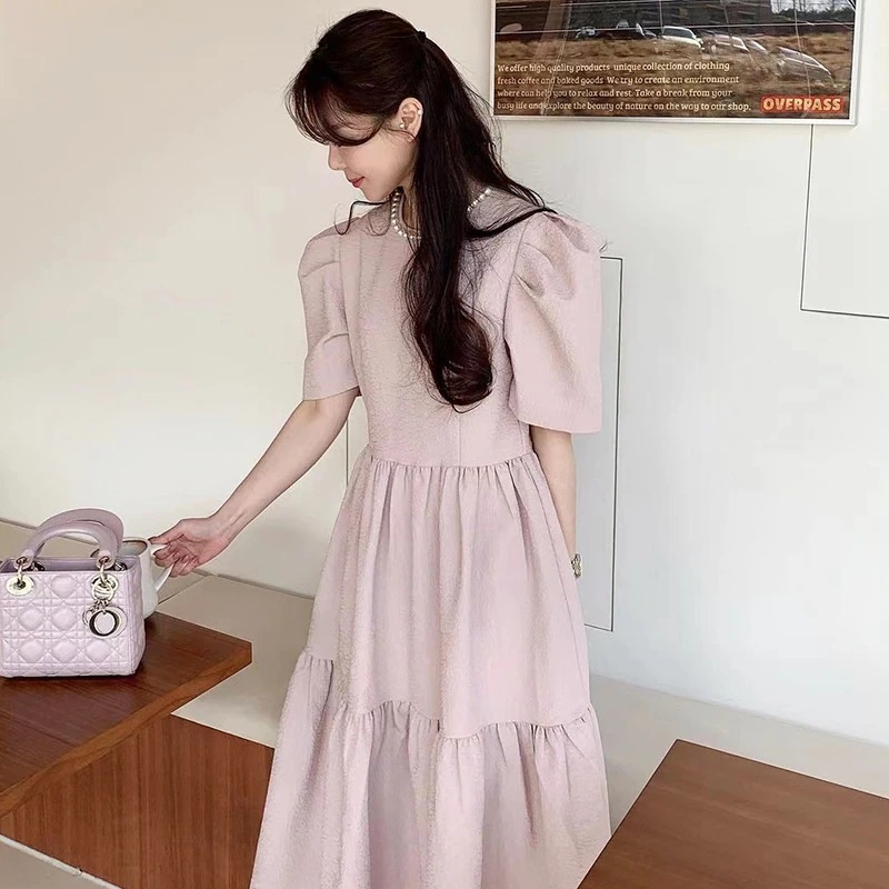 韓国デザイン　可愛いロングワンピース　おしゃれ　優雅　パーティードレス