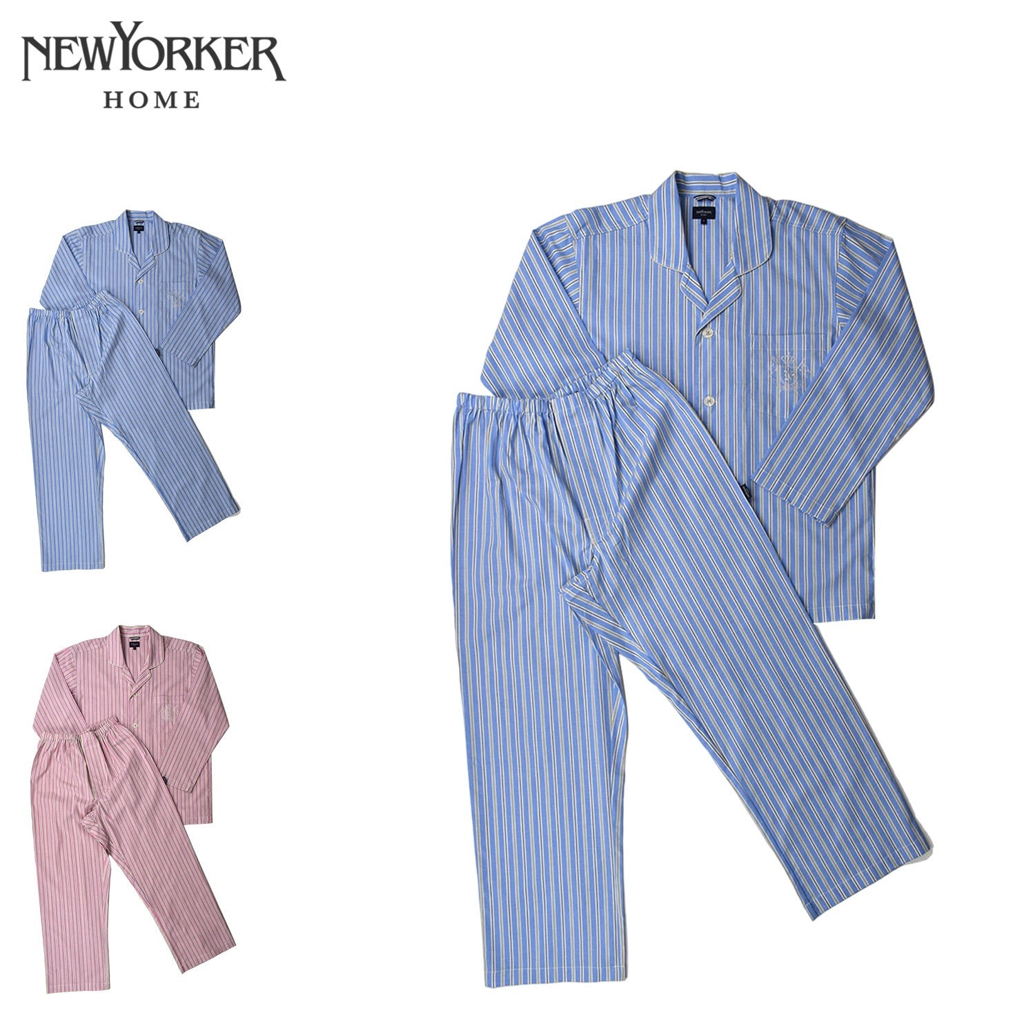 ルームウェア 部屋着 パジャマ セットアップ ナイトウェア メンズ 前開き 上着 ニューヨーカーホーム