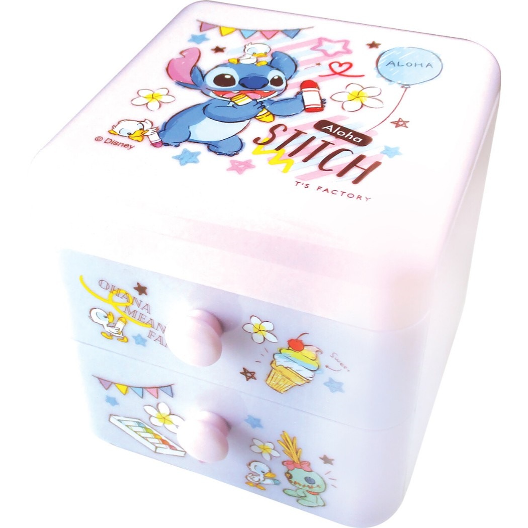 Qoo10] ディズニー スティッチ 2段 チェスト 卓上収納 デ : 家具