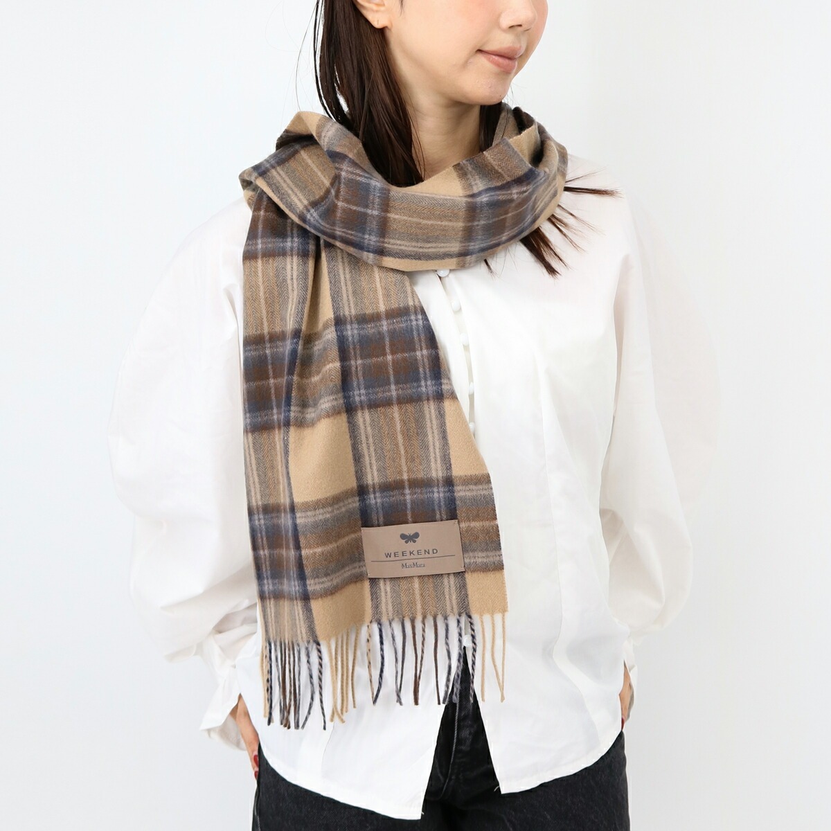 タータン カシミア スカーフ FURIO チェック柄マフラー レディース カシミヤ100％ ストール フリンジ ギフト プレゼント