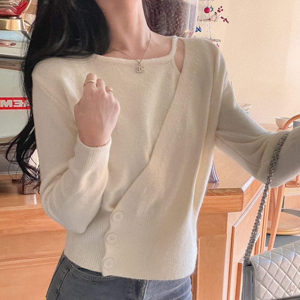 3color レディース トップス ニット セーター カシュクールニット 変形ニット リブニット