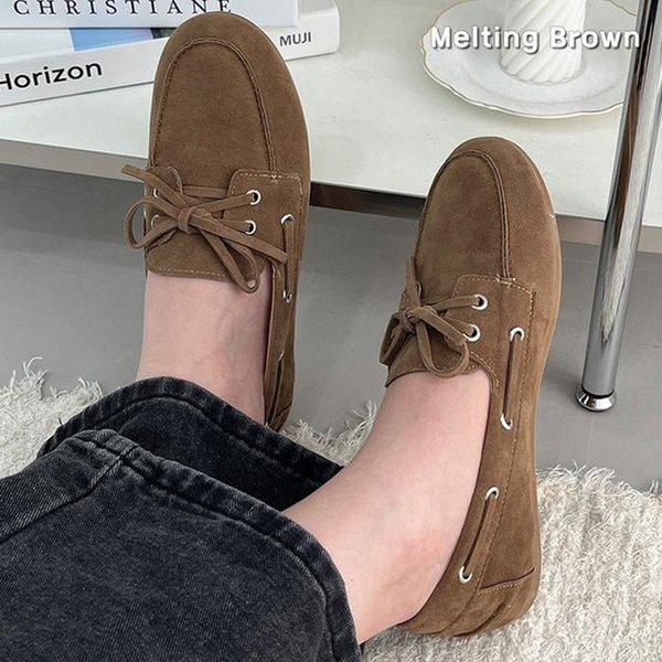 レディースフラットシューズ スエードローファー KR32