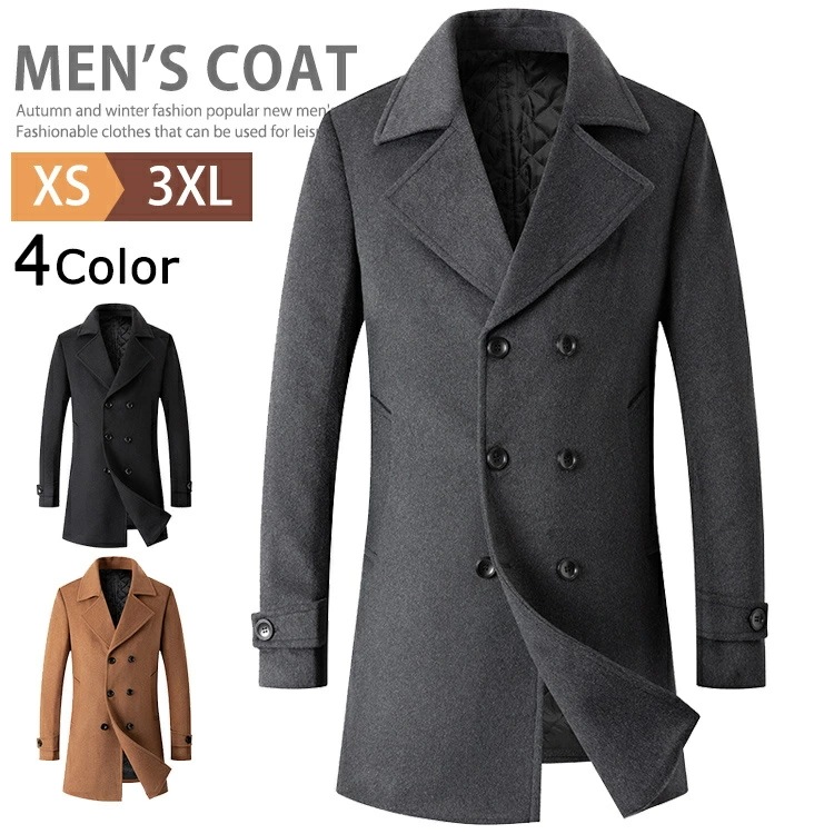 ダブルチェスターコート メンズ コート ロングコート ビジネスコート チェスターコート 中綿入 防寒コート 冬コート ダブルコート ウールコート カジュアル ジャケット 40代 50代 上品 秋冬 厚