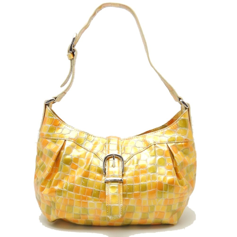 ショルダーバッグ 型押し パテントレザー イエロー / 250535【中古】