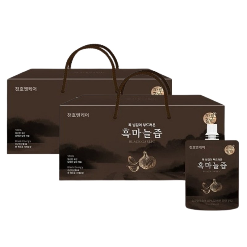 【21種配合】黒にんにくジュース 70ml×30包 2箱 スティック 濃厚 まろやか飲みやすい 韓国産 パウチ 個包装 / 発酵黒にんにく ドリンク ガーリック飲料 デイリーケア
