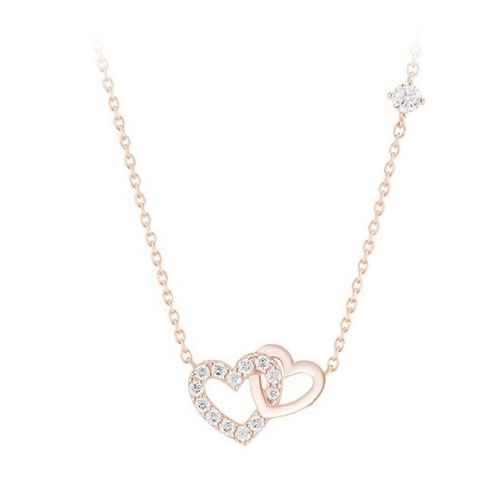 J.ESTINA ダブルハートネックレス 9JLJNQ1BS308SR420 シルバー925 ローズゴールドメッキ キュービックジルコニアストーン[並行収入]