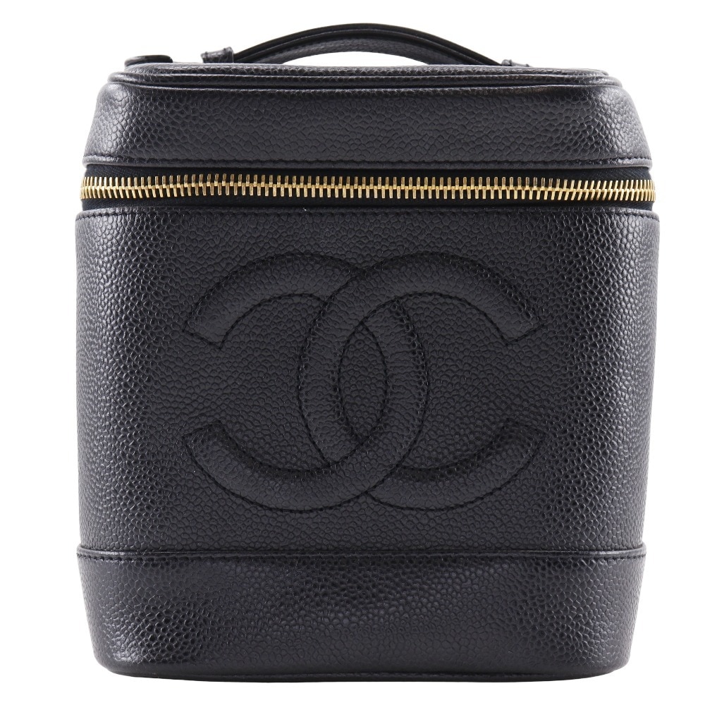 バニティ ココマーク ハンドバッグ A01998 ポーチ キャビアスキン 黒 レディース 中古品 92,400円