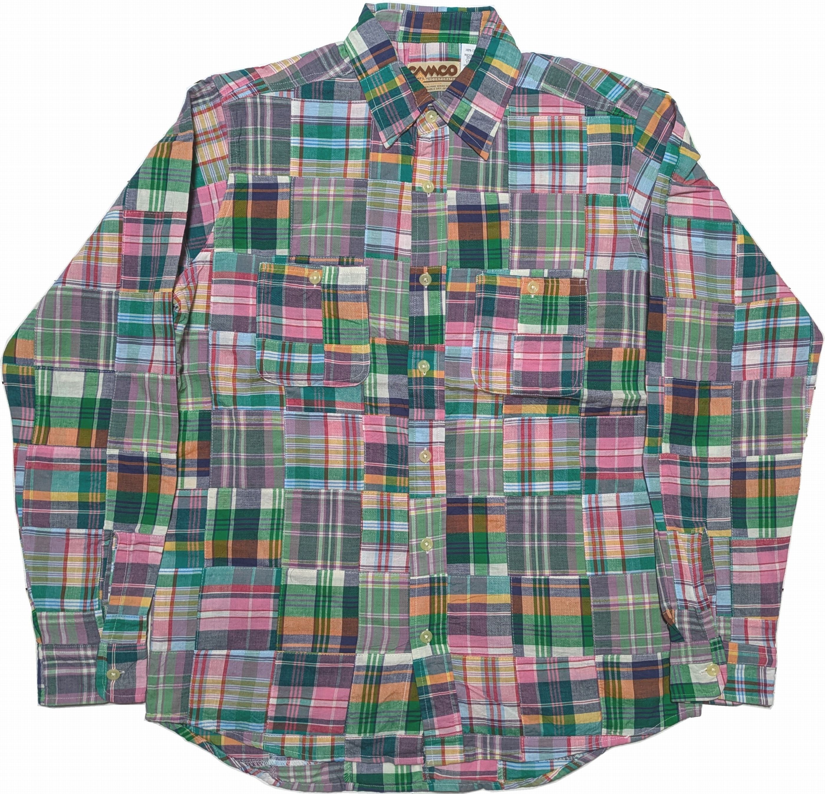 長袖 マドラス チェック パッチワーク シャツ メンズ ピンク PATCH WORK SHIRTS 058 8,085円