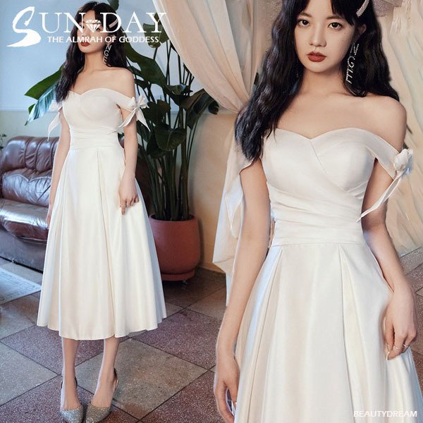 パーティードレス ワンピース 花嫁ミニドレス ウェディングドレス 簡約 花嫁二次会 演奏会 パーティ