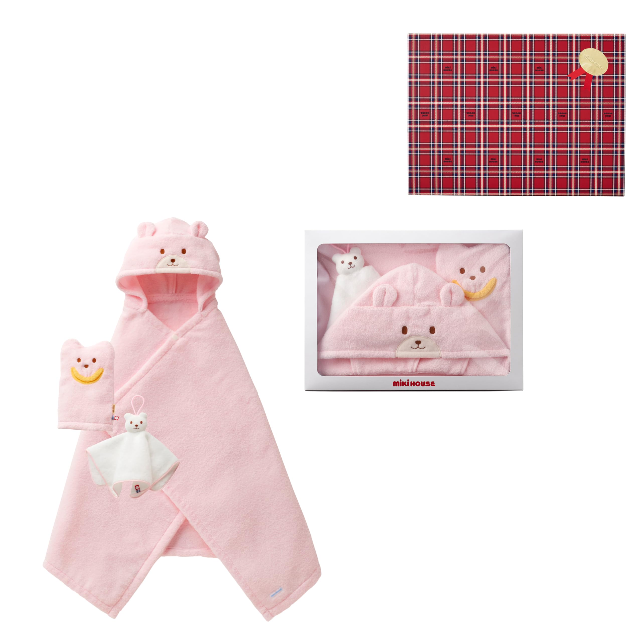 [ミキハウス] 無撚糸パイルバスポンチョセット 【ギフトボックス入り】ご出産祝い 3点セット ベビーバスポンチョ 日本製 沐浴 お風呂 綿100％ 男の子 女の子 ベビー キッズ 赤ちゃん ベビー服