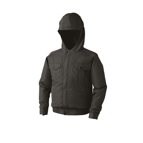 空調服 フード付き ポリエステル製長袖ワークブルゾン リチウムバッテリーセット BP-500FC69S4 チャコール 2L