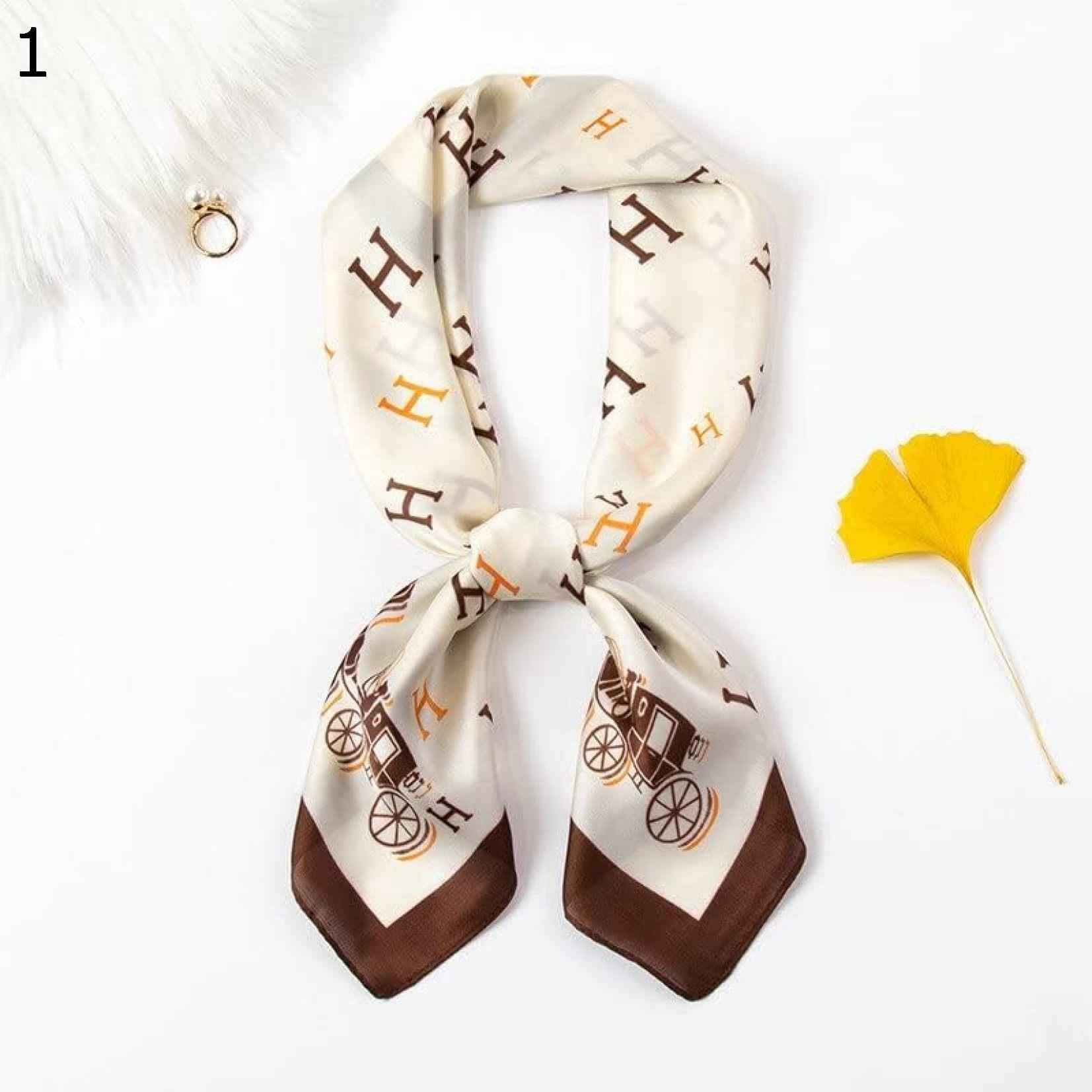 【20%OFFクーポン～】スクエア スカーフラップ ヘア タイ ヘッドバンド 春 秋 ダーク グリーン ヒョウ フローラル ショール スカーフ Size 31 (Color : : 70*70c