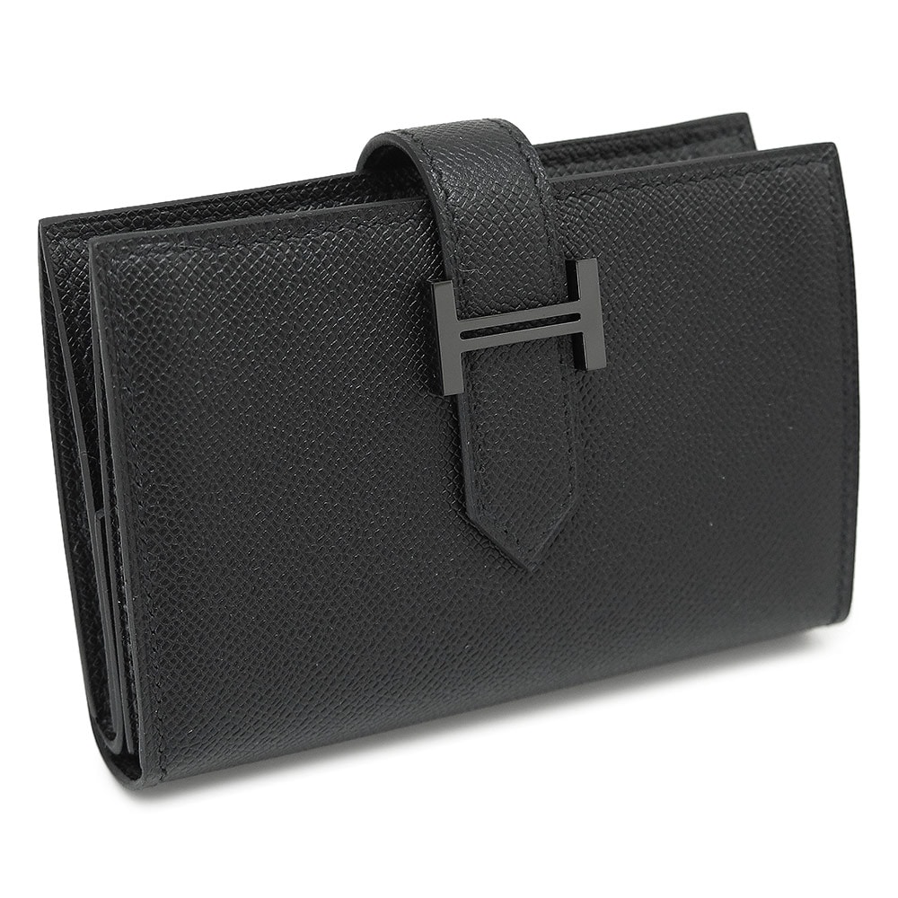 折財布 ベアン モノクローム ミニ ウォレット 二つ折り財布 コンパクト財布 ミニ財布 マダム レザー ノワール ブラック 黒