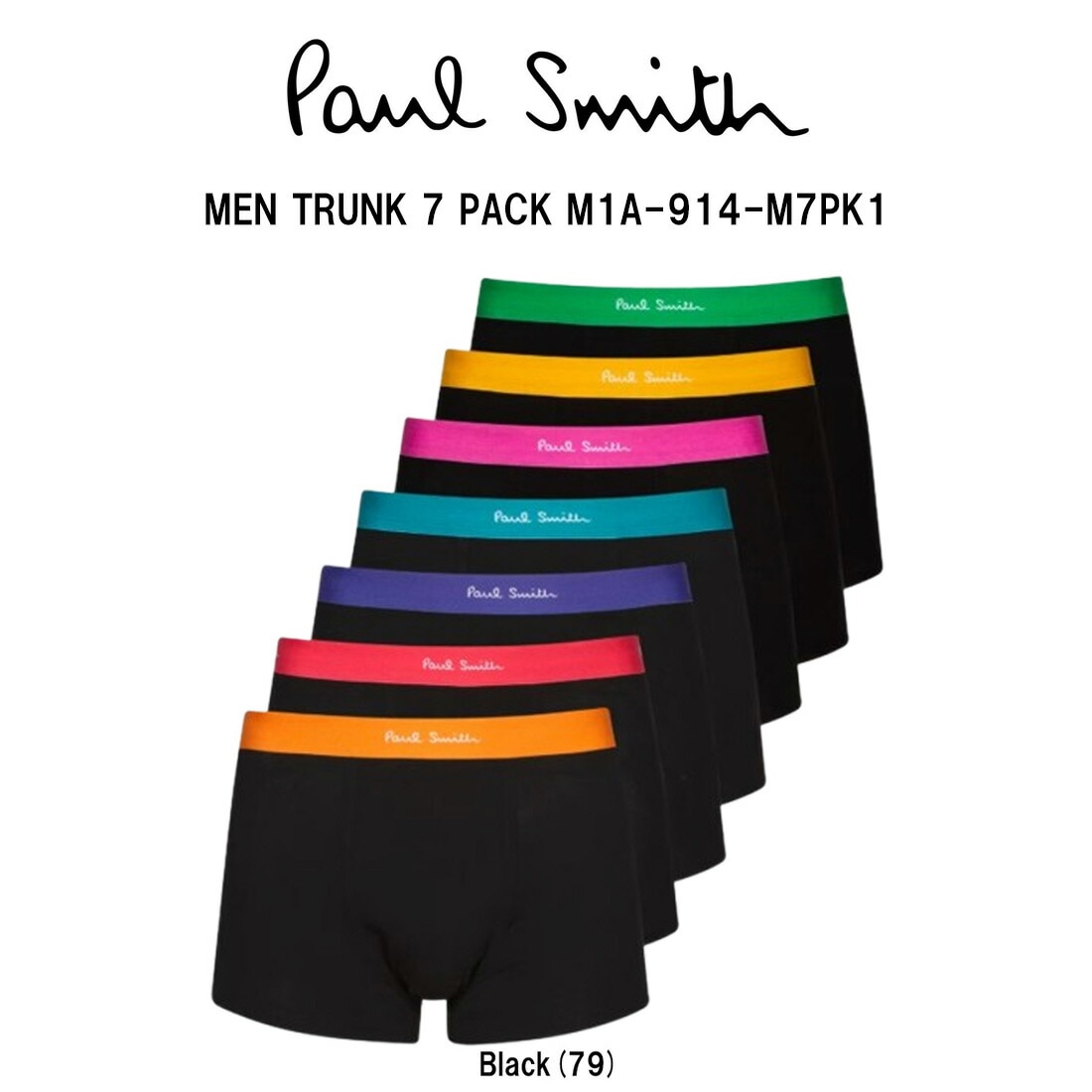 Paul Smith メンズ ボクサーパンツ トランク 7枚組 前閉じ ストレッチ コットン アソート セット 男性用 下着 アンダーウェア M1A-914-M7PK1