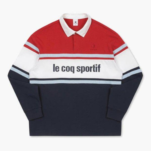 半袖Tシャツ JQS QP323TRL83-RED カラーブロック ラグビー Tシャツ / RED