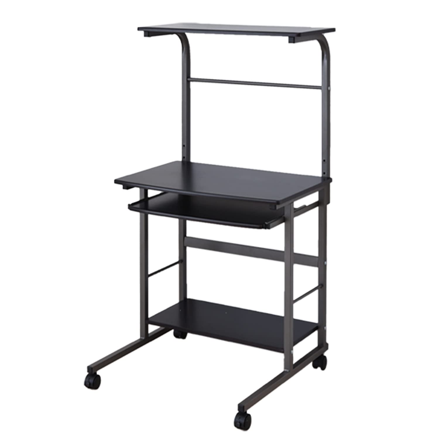 パソコンデスク 収納棚 スライド棚 省スペース 幅70 キャスター付き EAT-70H(DBR/BR) 8,315円