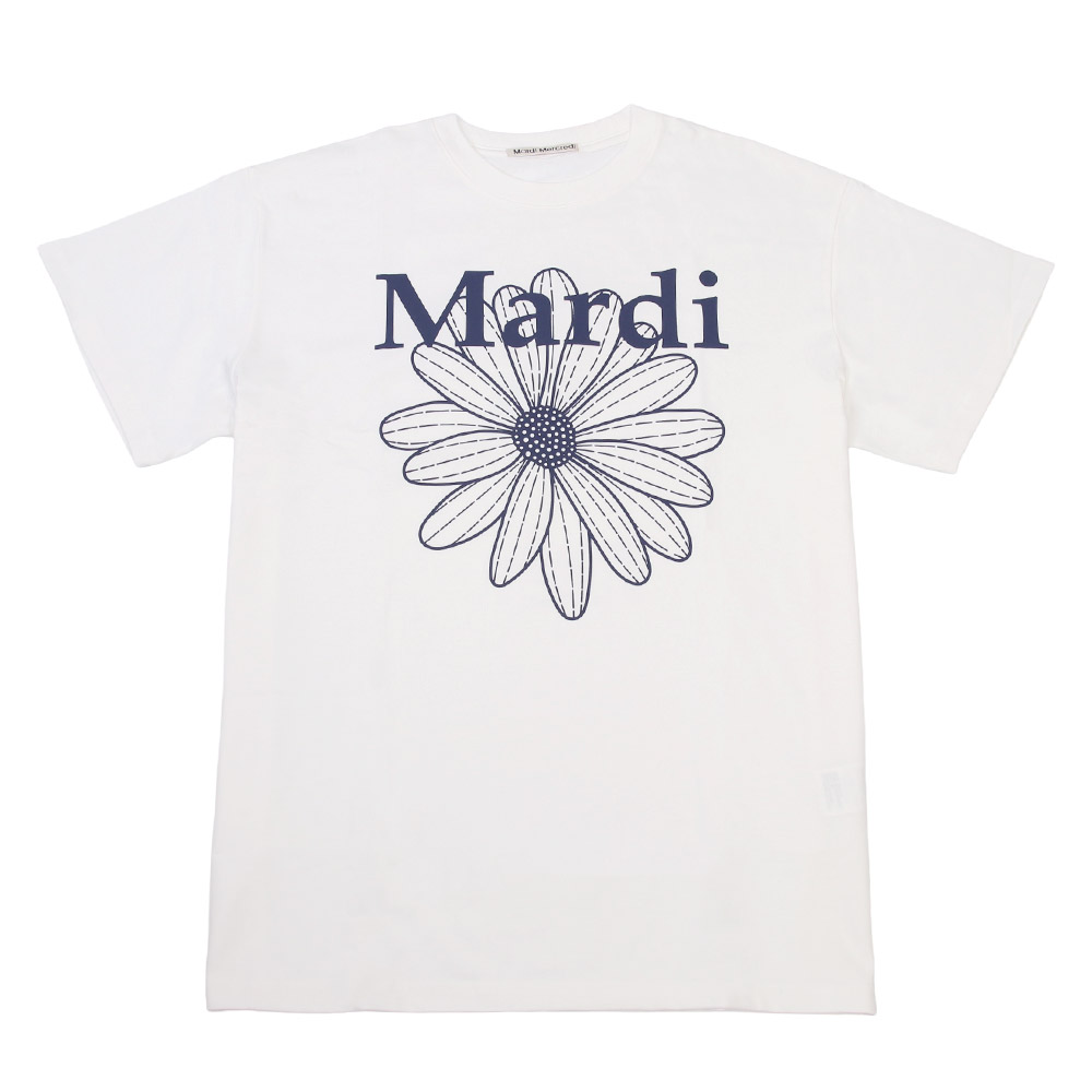 Tシャツ UNISEX TSHIRT FLOWERMARDI IVORY NAVY 半袖 レディース 韓国 ファッション アパレル