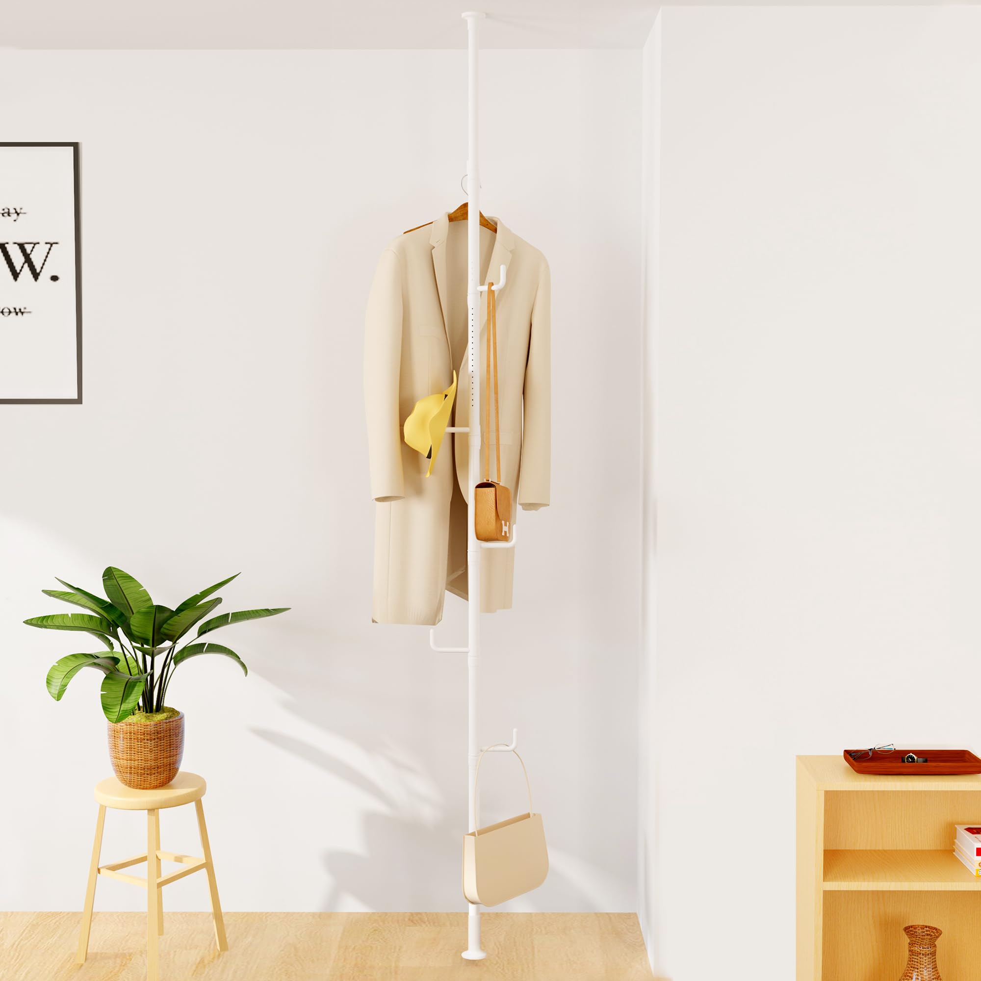 チチロバ(TITIROBA) ハンガーラック 突っ張り ハンガーポール 服掛け 全体耐荷重90kg 高さ110-310cm 落ちにくいフック ツッパリハンガーラック 服 収納 組立かんたん コートハン