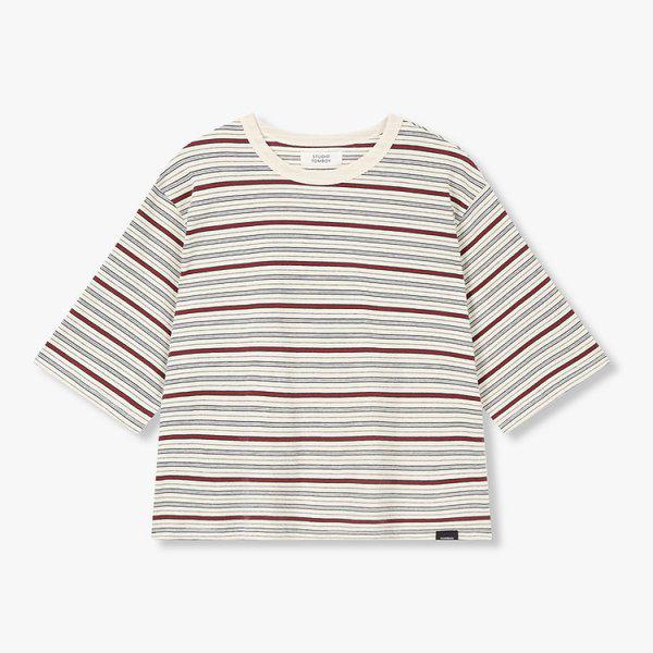 [26夏] マルチストライプクロップ半袖Tシャツ(9176222991)