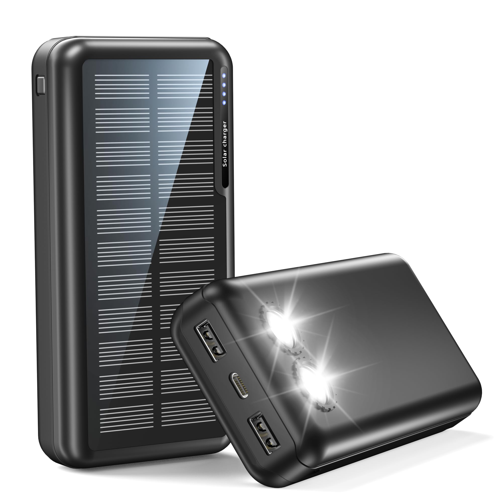 モバイルバッテリー ソーラー 30000mAh 大容量 ソーラー充電器 防災グッズ 3台同時に充電 ソーラーチャージャー Type-C対応 高輝度LEDライト付き 携帯充電器 ソーラーパネル IP65