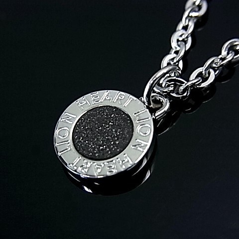 LION HEART/ステンレスアクセライオンハートメンズ メダルトップ ステンレスネックレス ブラック送料無料04N126SM(国内正規品)