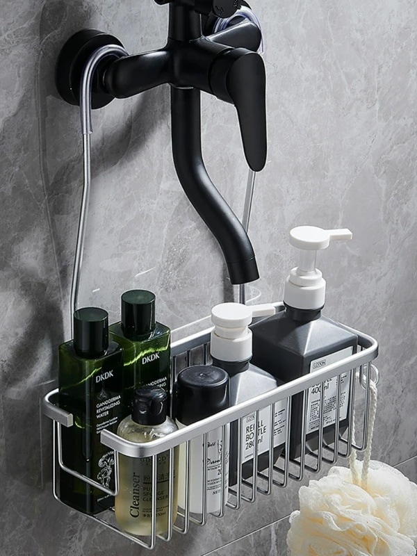 フック付きの壁収納バスケット バスルームアクセサリーを整理するためのステンレス製収納ブラケット Silver 5,715円