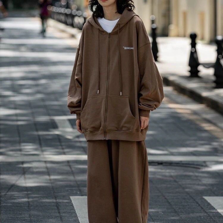 本日の限定商品ストリート系スポーツスーツ 秋冬 ゆったりフード付きスポーツパンツ2点セット カップル・レジャースーツ 韓国 ジャージ セットアップ ジャージ スポーツウェア 上下セットアップ