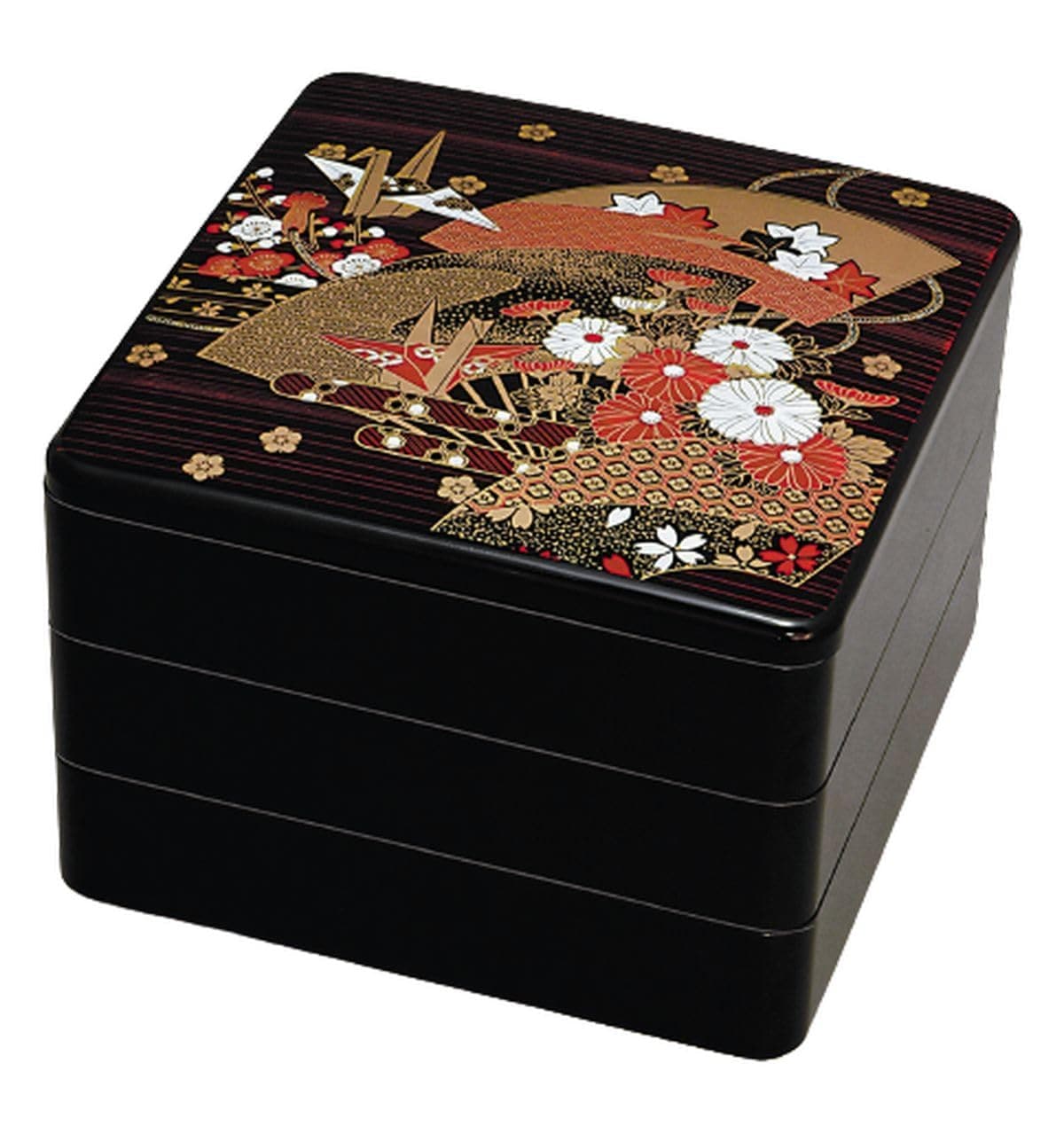 J-kitchens 重箱 3段 8寸 お重箱 黒扇面 24.1cm x 24.1cm x 17.4cm 日本製 5,108円