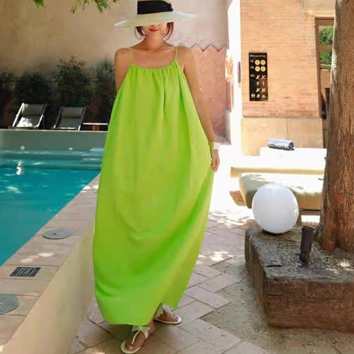 ワンピース レディース フレア マキシ 袖なし ノースリーブ ラウンドネック オーバーサイズ フェミニン ストリート バックコンシャス かわいい 大人可愛い きれいめ シンプル カジュアル おしゃれ