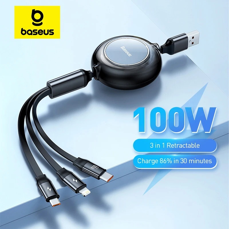 納期21日Baseus-格納式USBケーブル,100W/66W,3 in 1,Samsung Xiaomi用USB充電ケーブル,タイプC,iPhone14用